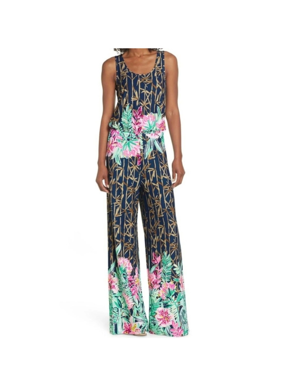 Lilly Pulitzer Navy Floral Wide-Leg Jumpsuit